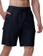 Men's Summer Cargo Shorts Stretch Cotton Elastic Waist Casual Work 5 Pockets