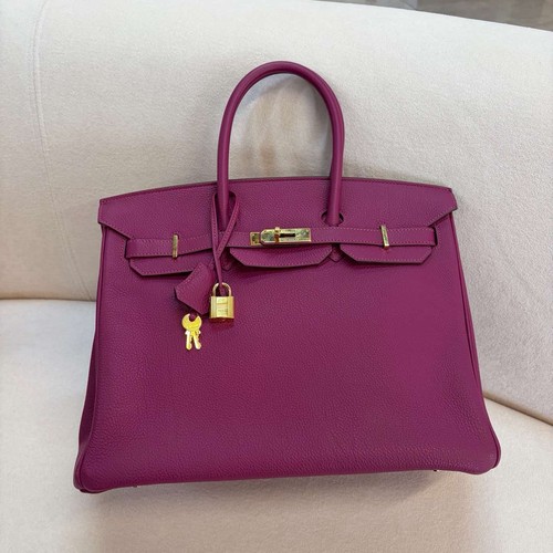 Hermes Birkin 35 Purple Togo Leather Gold‑Tone Hardware Handbag