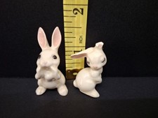 Vintage Hagen Renaker Miniature 1.5 inch tall Rabbits, Papa and Mama Made in USA