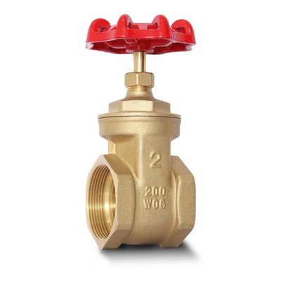 2'' NPT Brass Gate Valve, Heavy Duty Female x Female Thread Manual Rotary Slui...
