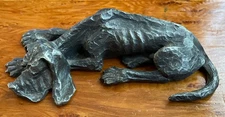 Vintage Hudson Pewter Sleeping Hound Dog Figurine Paperweight Made in USA