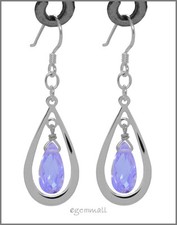 Sterling Silver Pear Drop Dangle Earrings with CZ Lavender 65263
