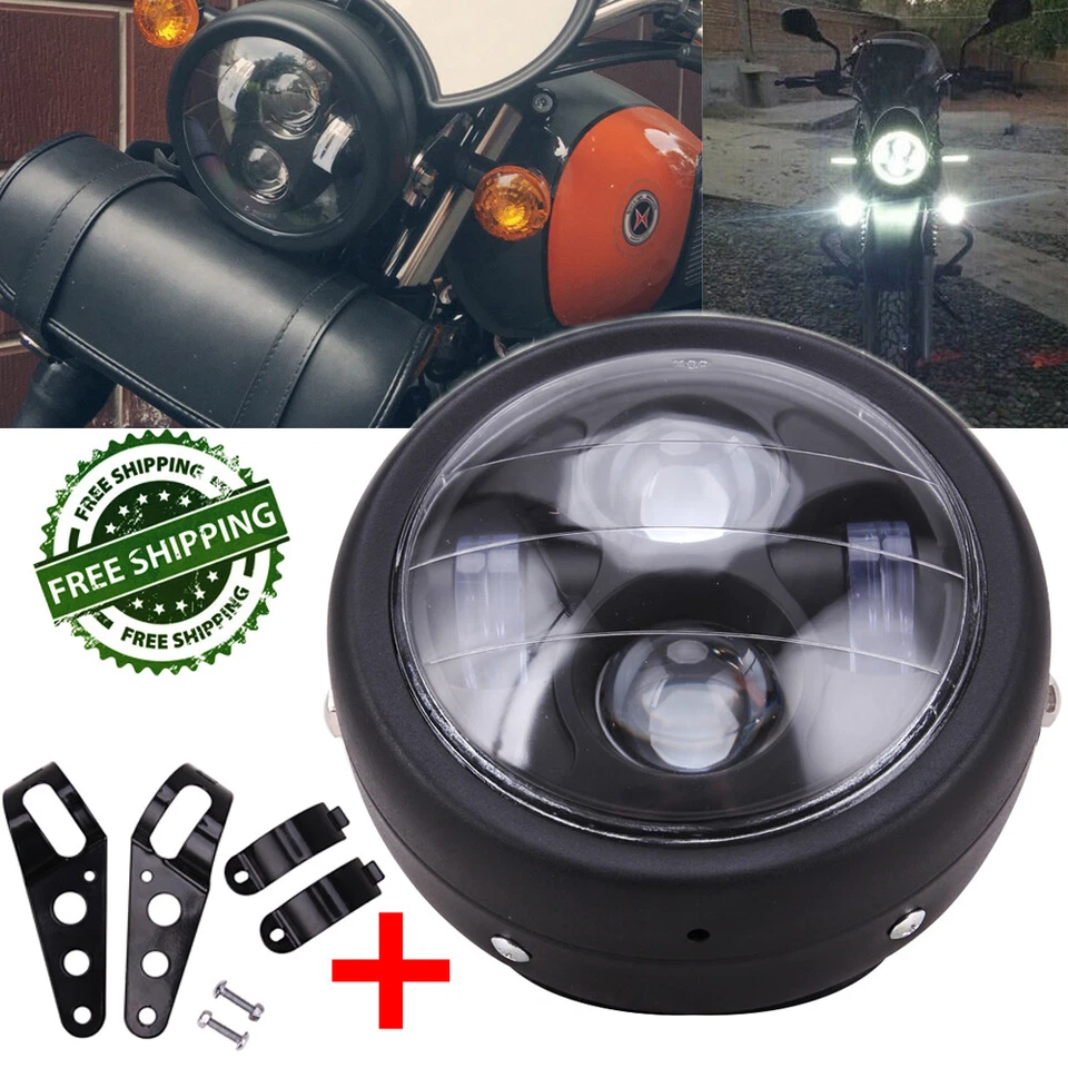 Faro de motocicleta de 6,5 pulgadas LED de luz alta/baja para Harley Café Race Foto 3 de 4