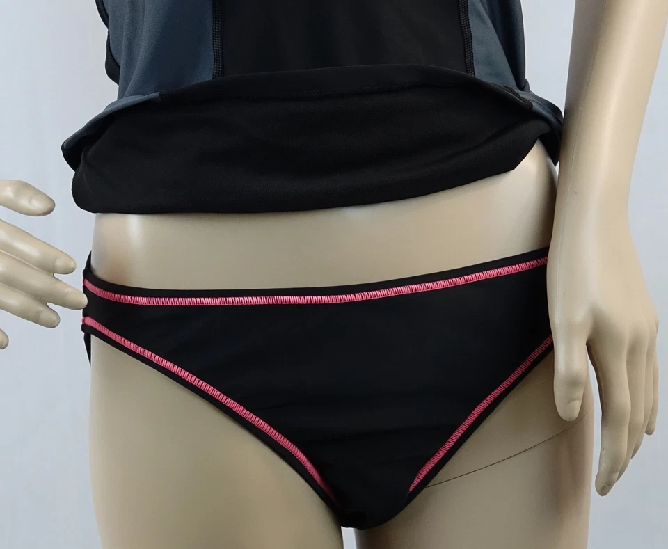 AQUA SPHERE black w color block gray/pink side strap tankini top & bottom,38/12 - Image 4 of 4