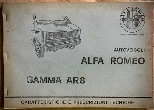ALFA ROMEO GAMMA AR8-Manuale originale caratteristiche prescrizioni tecniche1978 - 第 1/1 張圖片