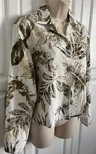 Parsley & Sage Jeans Style Jacket Top Size M White Brown Tan Lace Overlay