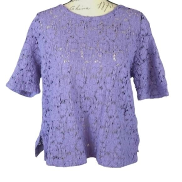 トップス vintage purple lace blouse top Plus Size Tops for Women 3/4 Sleeve Cotton Linen T-Shirt