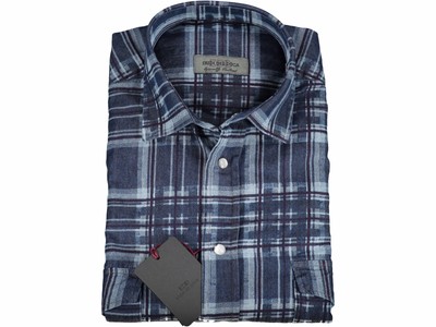 CAMICIA SUPER SLIM UOMO- EDD EREDI DEL DUCA- ART.448-COL.DENIM  QUADRI-SCONTO 70% | eBay