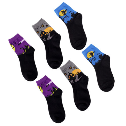  3 Pair Halloween Theme Socks Cotton Stockings Lounge Breathable - Afbeelding 1 van 12