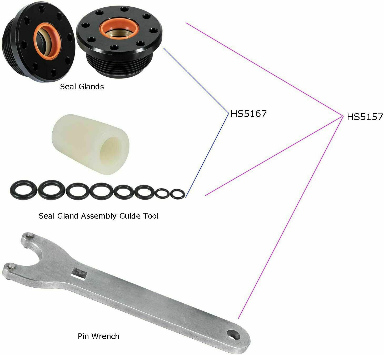 Bleed Kit & HS5157 Hydraulic Steering Cylinder Seal Kit For Seastar
