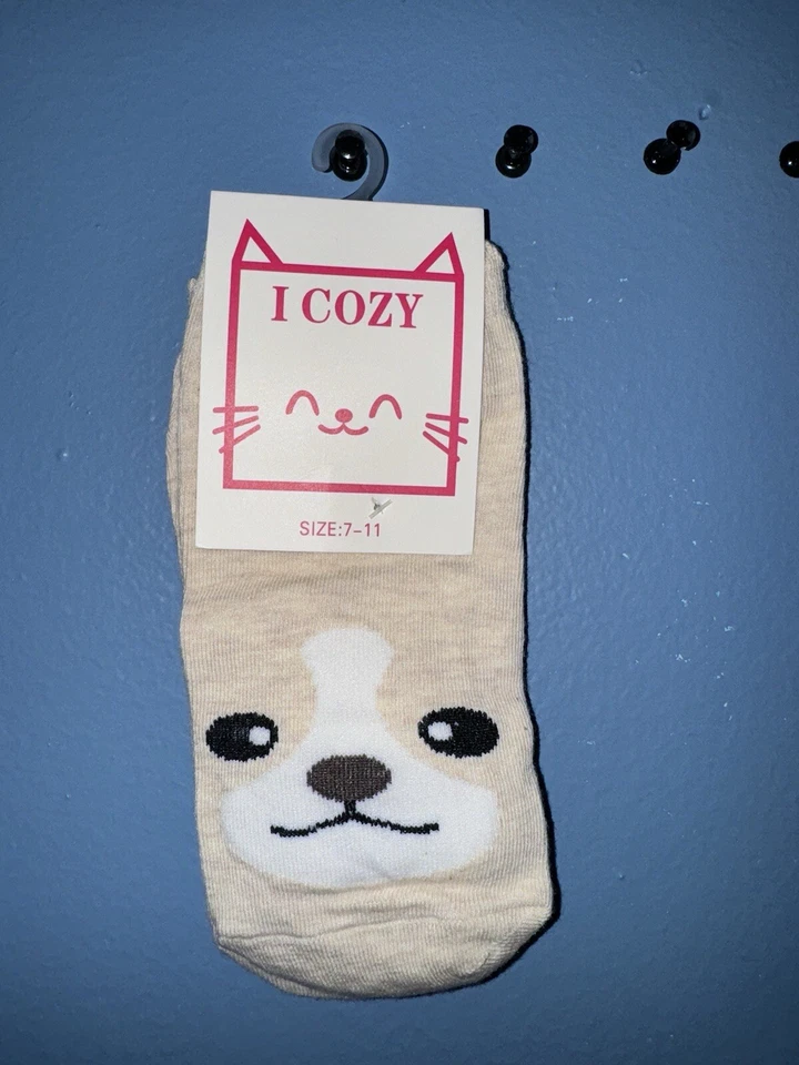 Ladies/Teen Thin Casual No Show Socks Size 7-11 (Animal Face) - Image 4 of 4