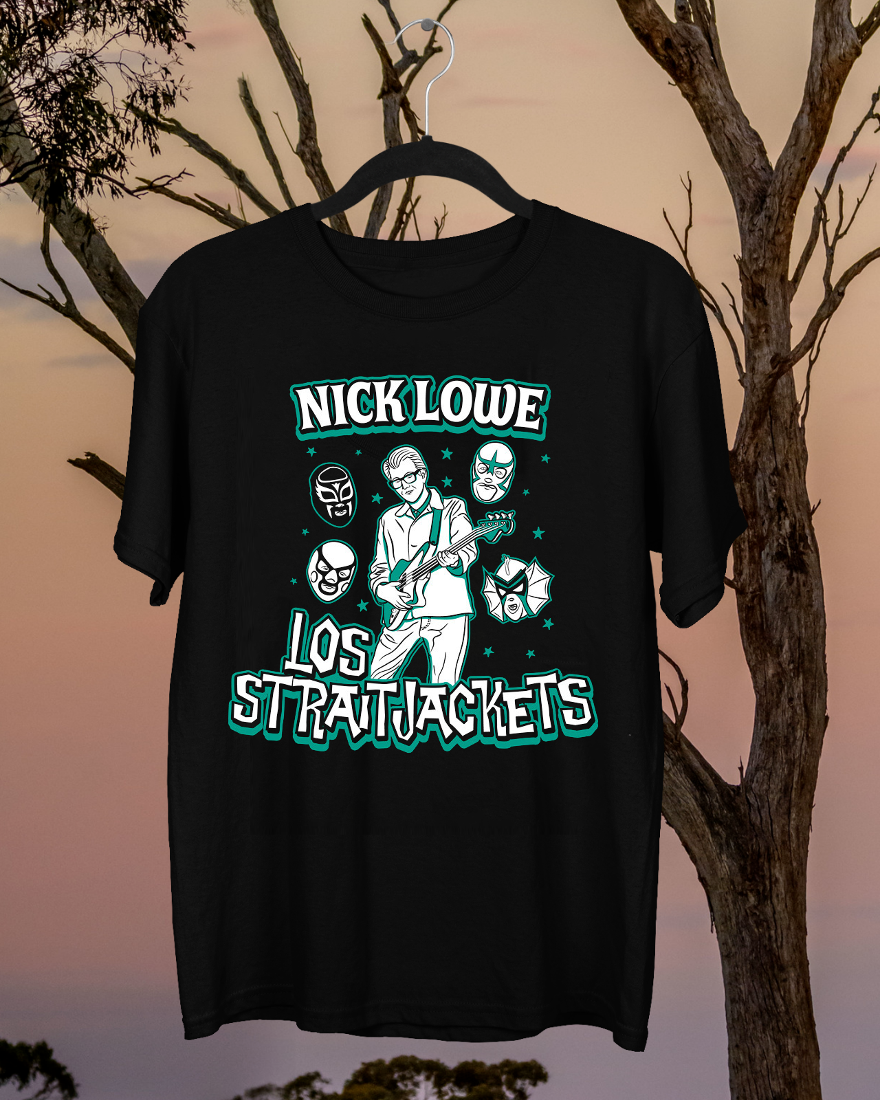 Rare Nick Lowe & Los Straitjackets 2020 Band T-Shirt Black S to 5XL