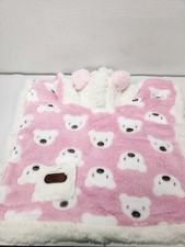 GabeFish Dog Cape Blanket Fleece Wrap with Hood Pink Medium