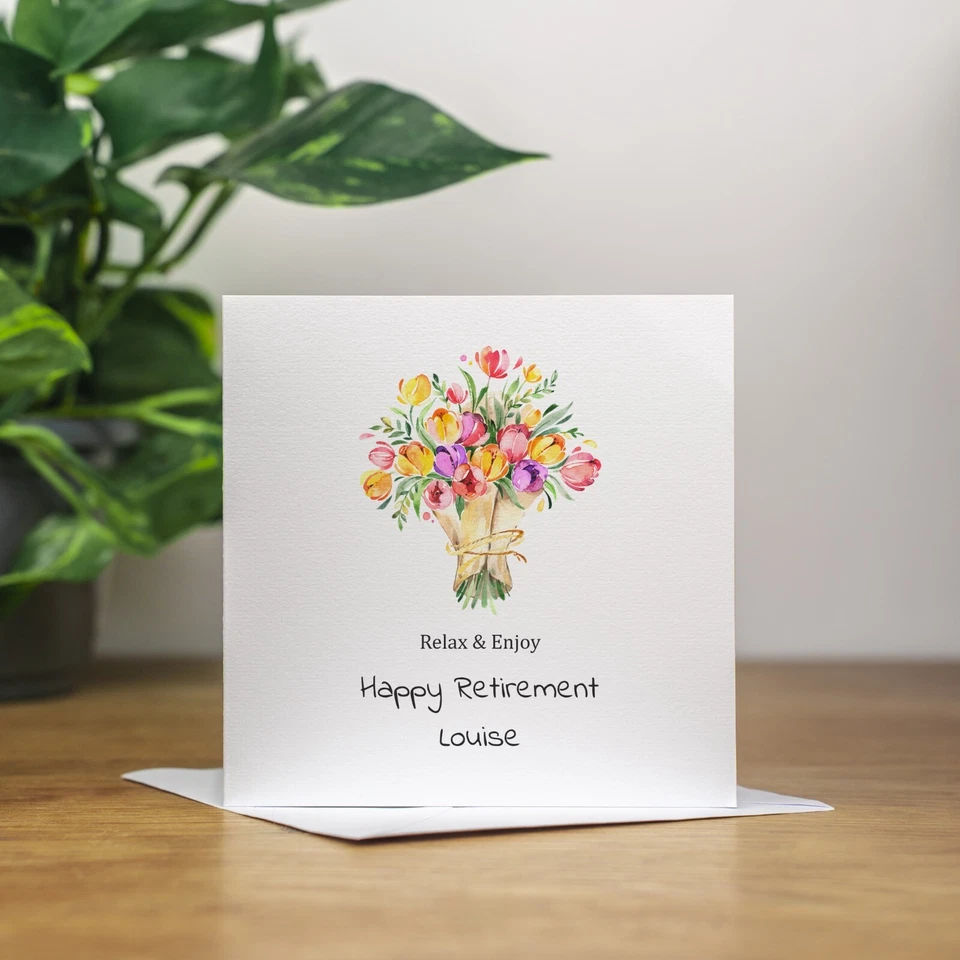 Personalised Handmade Flowers Retirement Card For Her Good Luck Congratulations - Image 3 of 3