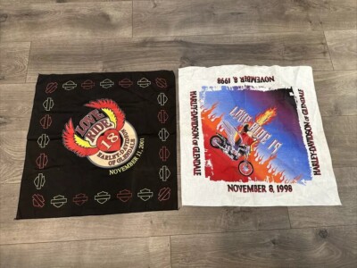 Lot is 2 Harley Davidson Love Ride Bandana Vintage 90s 2001 1998