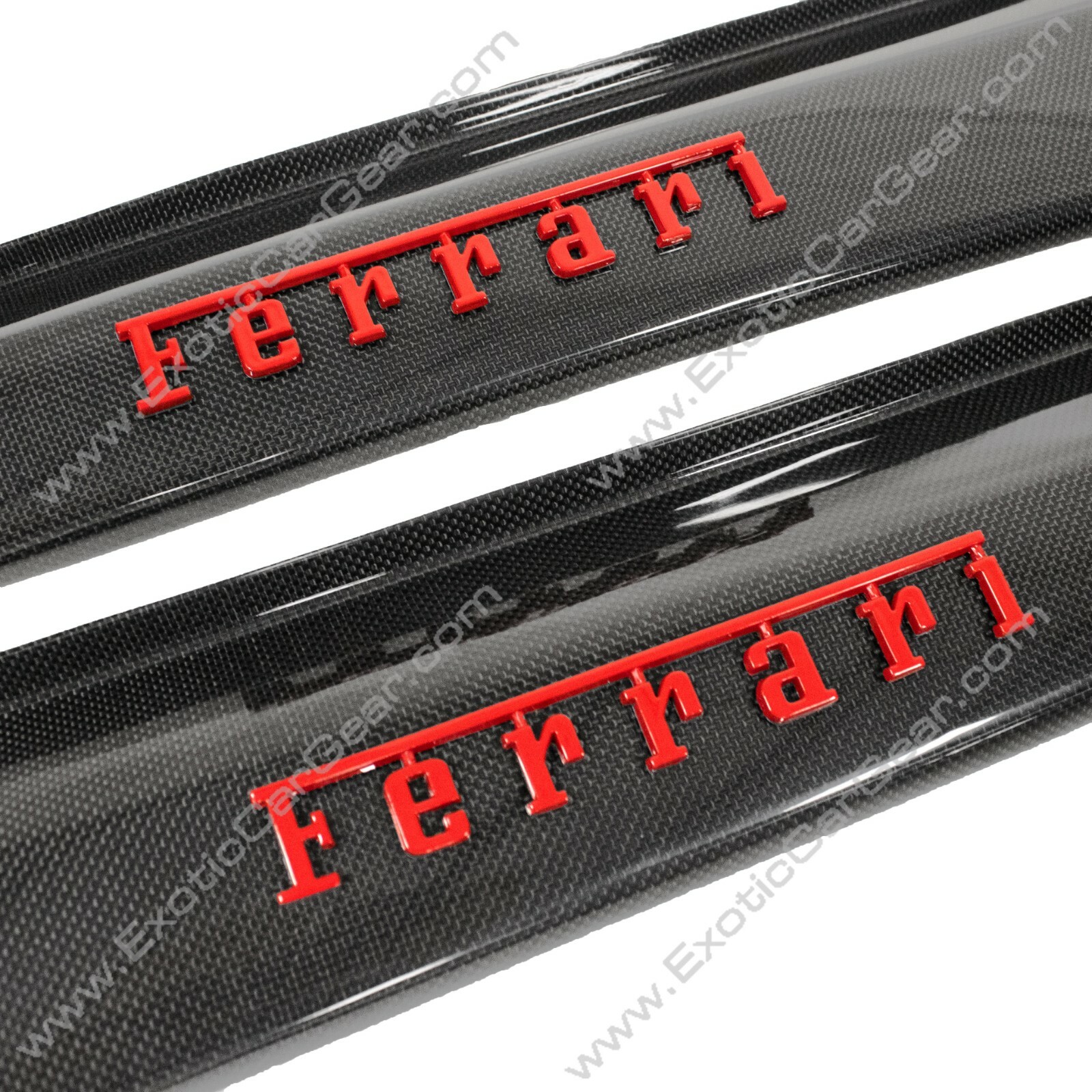 Ferrari 360/ F430 Carbon Fiber Door Sills - Raised Red " Ferrari" Script 