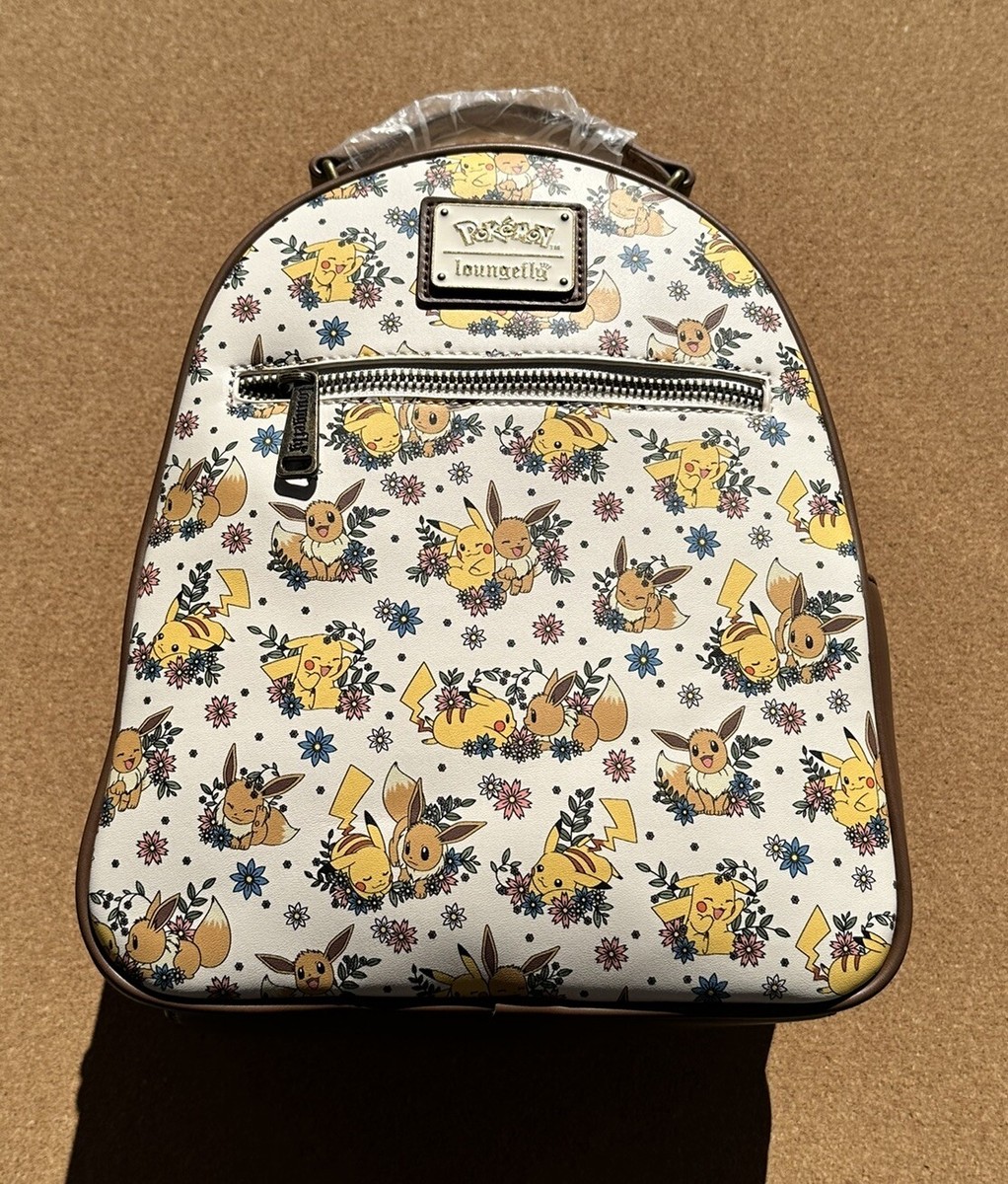 Loungefly Pokemon Pikachu & Eevee AOP Floral Mini Backpack  display picture 2
