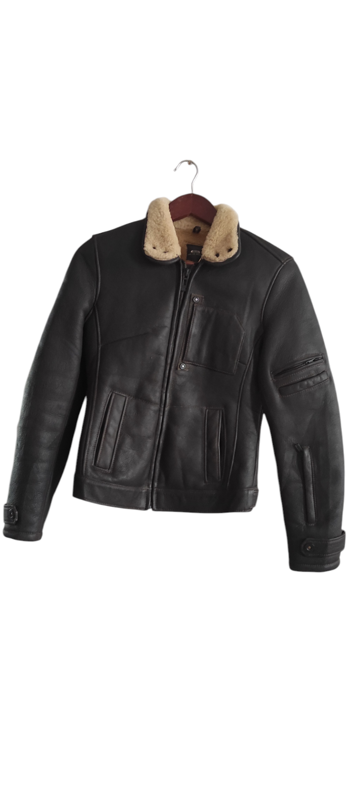 G-Star Raw Shearling Lampskin Pilot Women's Bomber Jacket Brown Size XS
