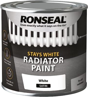 Ronseal Stays White Heizkörperlack - WEISS SEIDENMATT & GLANZ - Einschichtformel