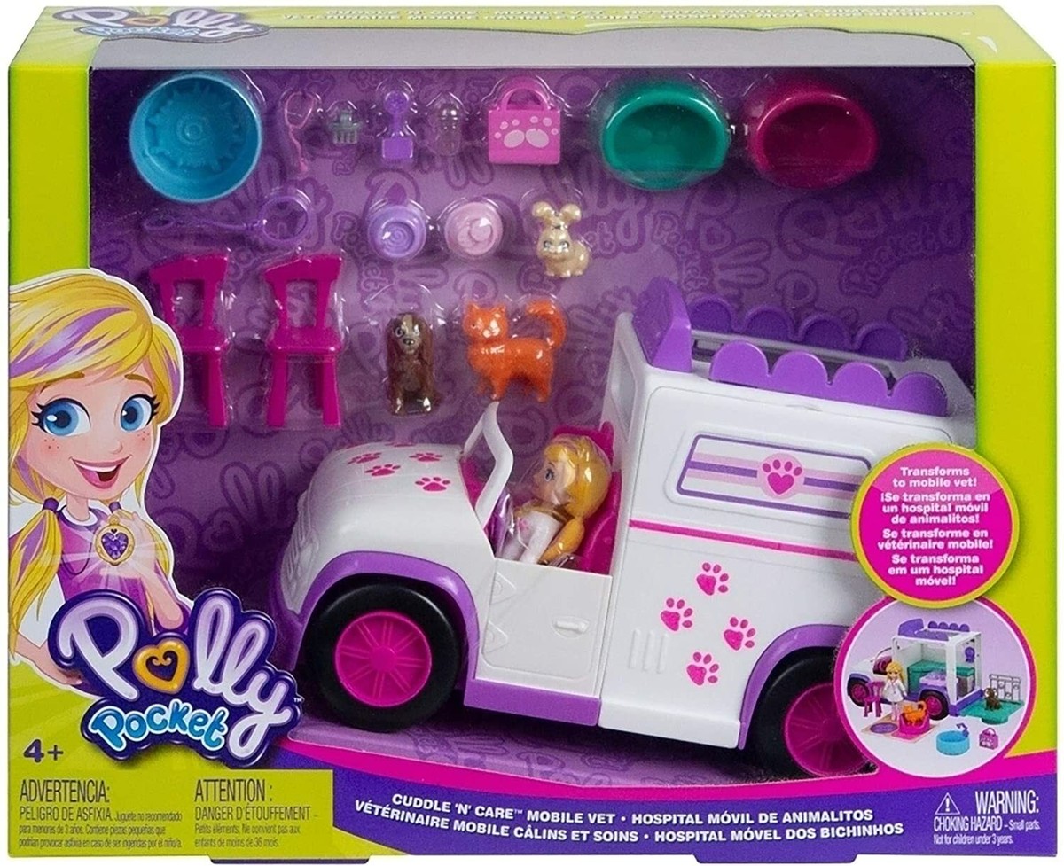Brand New Polly Pocket Cuddle 'N' Care Mobile Vet Playset original