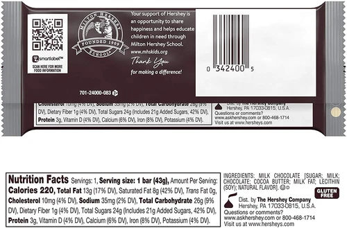 HERSHEY'S Milk Chocolate Candy Bars 1.55-oz. Bars, 36 Count