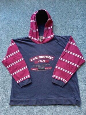 B.U.M. EQUIPMENT VINTAGE Long Sleeve Hoodie 90 s BUM Great Camper Staff