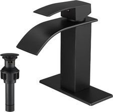 Black Bathroom Faucets Modern Waterfall Bathroom Sink Faucet Matte Black Single