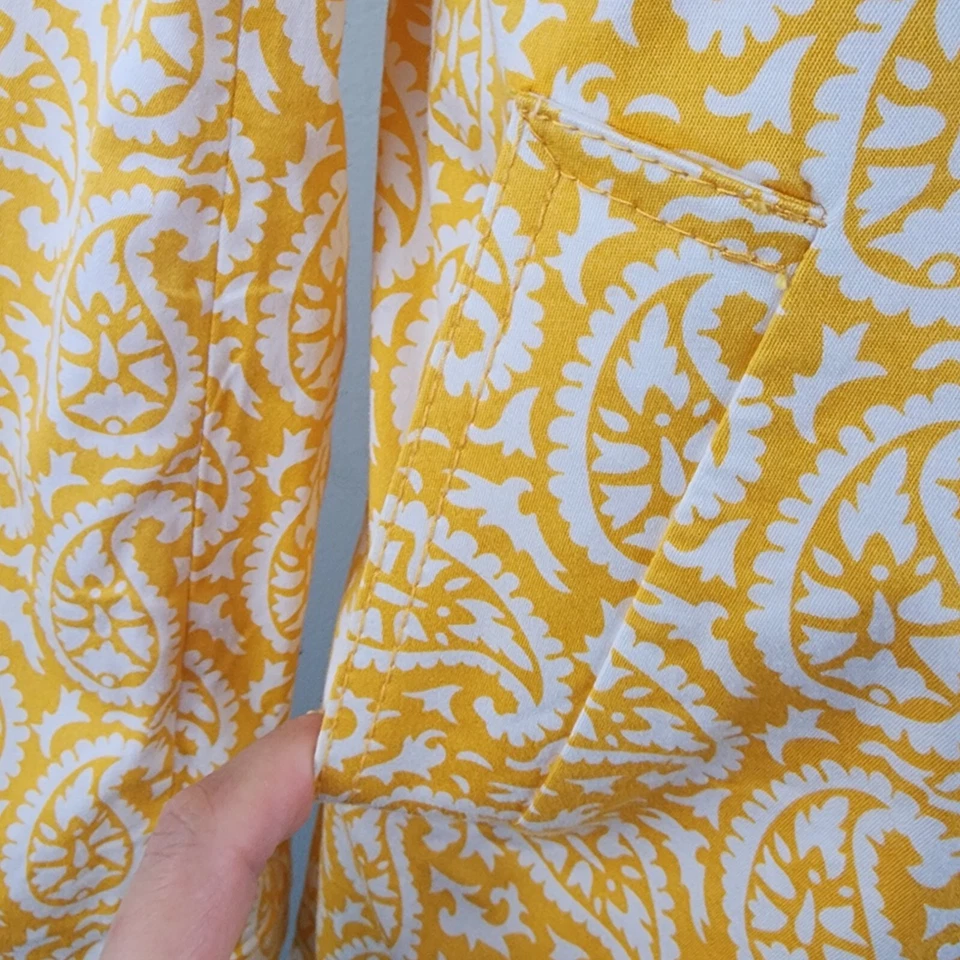 Michael Kors Women Paisley Yellow Trench Coat Size Small - Image 4 of 4