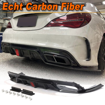 Carbon Fiber Rear Diffuser Bumper Spoiler For Mercedes C117 CLA250 CLA45 AMG 16-19