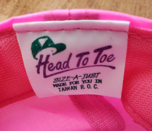 VTG 90s Head To Toe Hat Women Hot Pink Nylon Adjust Snapback CHEVRON Cap NEW - Picture 7 of 10