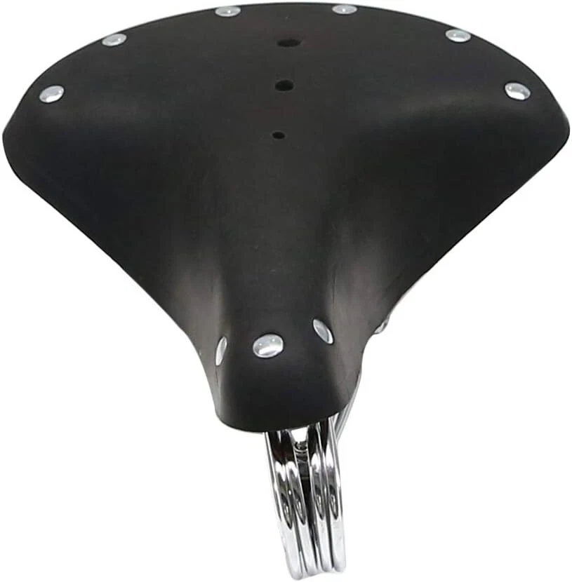 Asiento de Bicicleta Retro CUERO GENUINO De Colección Ajuste Clásico Todos los Muelles de Bicicleta Sillín Foto 4 de 4