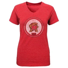 Maryland Terrapins NCAA Youth Red "Team Medallion" V-Neck Triblend T-Shirt