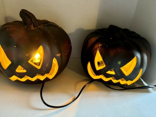 Paar schwarze Schaumstoff leuchtende Jack-O-Laterne Kürbisse Halloween Dekor 8”x8” - Bild 7 von 13