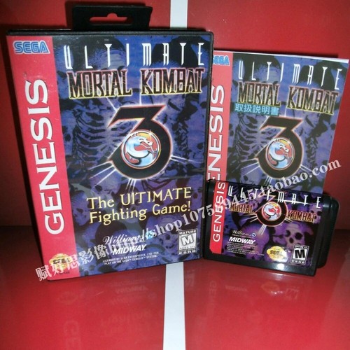 MK 3 the ultimate fighting game with Box &amp; Manual 16 bit Sega MD game Cartridge