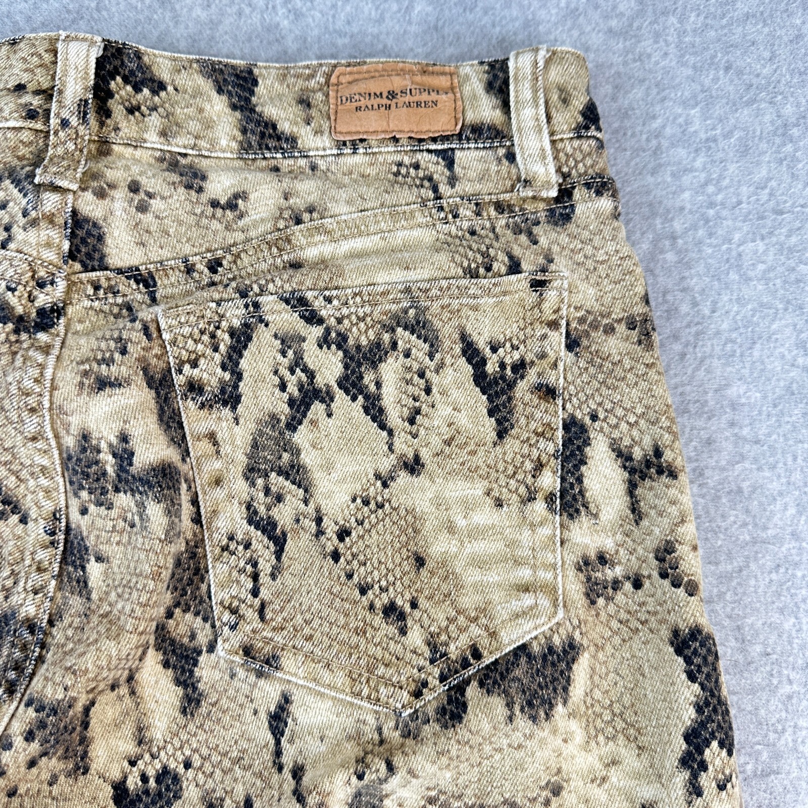 Ralph Lauren Denim & Supply Skinny Jeans Women's 28 Tan Snake Print Ankle Zip thumbnail 10