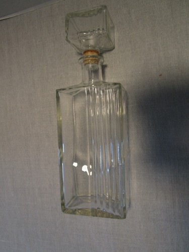 Flastra e tappo a costine decanter vetro Thatcher vintage a costine verticale anni '50 12" H - Foto 4 di 8