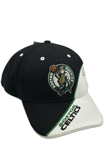 Vintage Boston Celtics Black White Strap Back  Hat Cap Twins Enterprise NWT - Picture 1 of 9