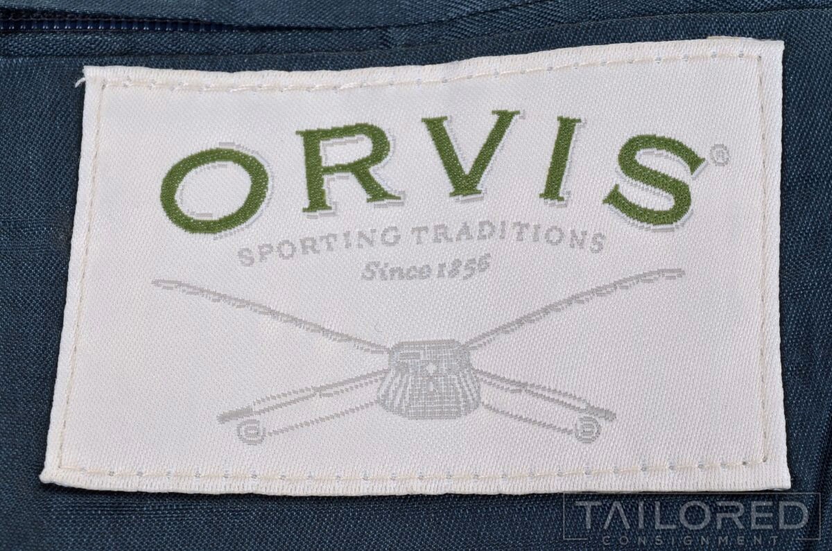ORVIS Solid Blue Wool Gold Tone Button Mens Blaze… - image 8