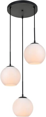 Elegant Lighting Living District Baxter 3-Light Metal Pendant in Black