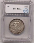 1943 Walking Liberty Half Dollar 50c ICG MS64