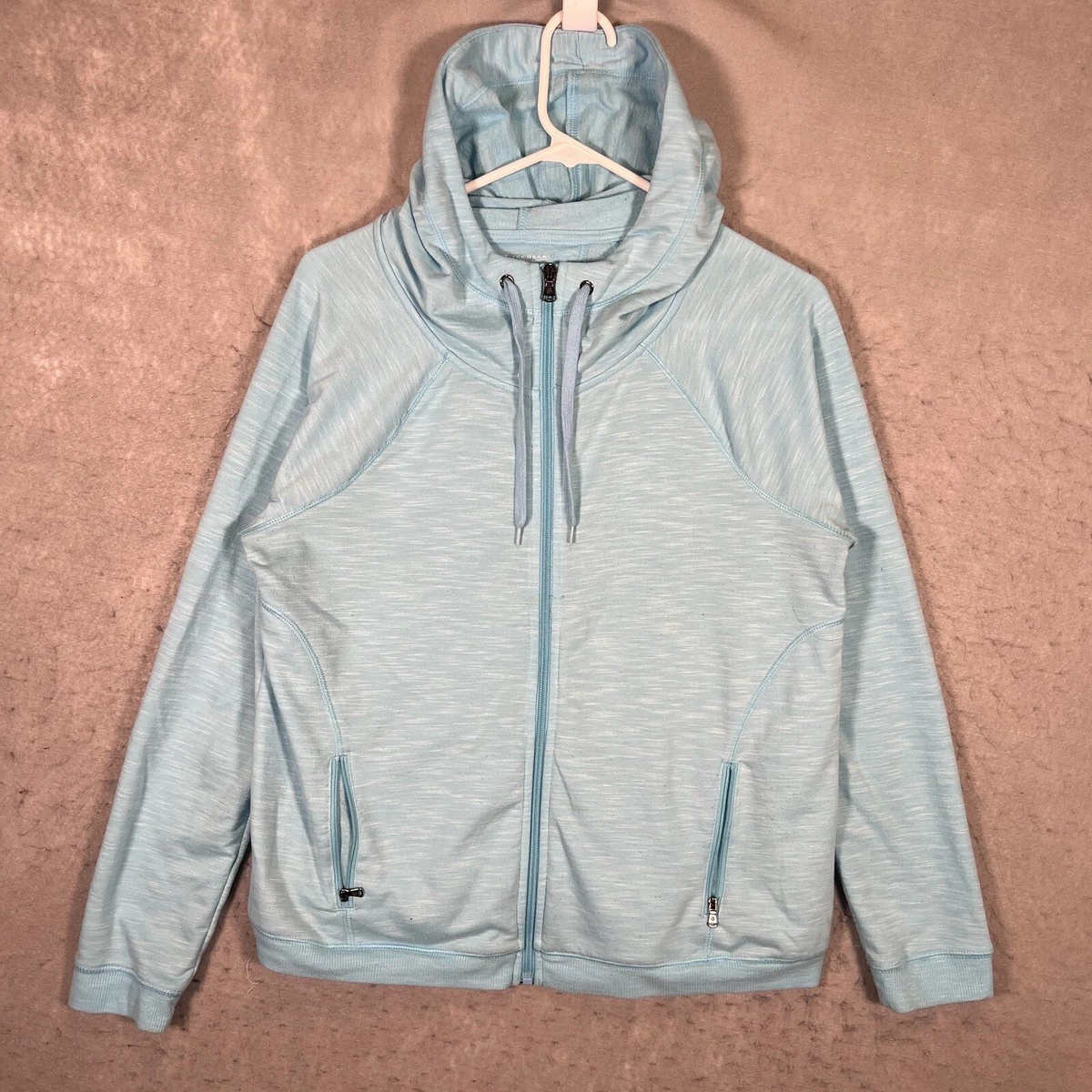 A1 Tek Gear Dry Tek Full Zip Hoodie Sweatshirt Womens Medium Light Blue