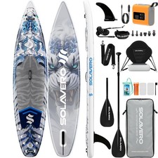 12' 5" Inflatable Stand Up Paddle Board with Seat, Extra Large for 2+1 People