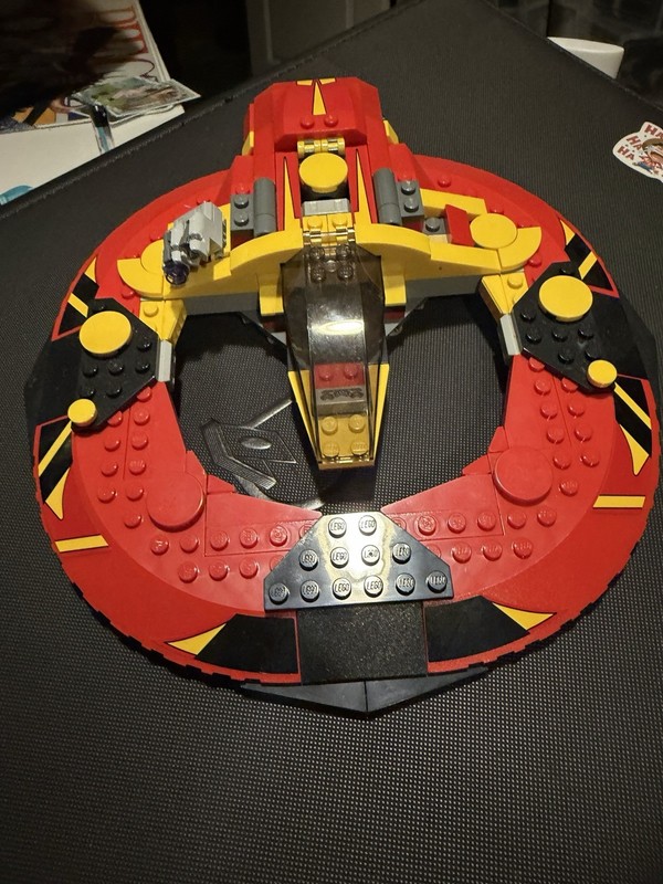 LEGO Assembled Red Yellow Black Circular Spaceship/Vehicle Build Plastic