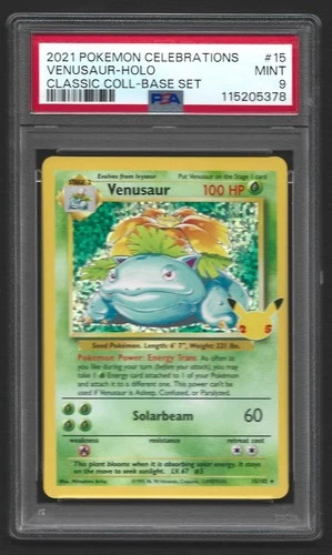 Pokémon PSA 9 MINT Celebrations Venusaur 15/102 Classic Collection Holo Rare