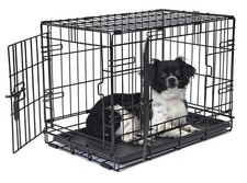 Foldable 2-Door 22 Wire Dog Crate with Divider and Leak-Proof Tray