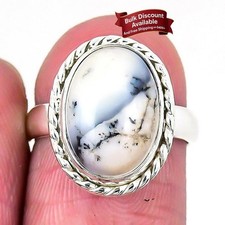 Dendrite Opal Gemstone Solid Silver Cluster Ethnic Wedding Ring Jewelry Size 5.5