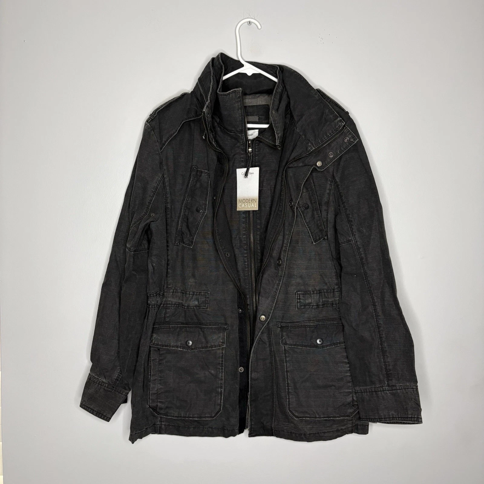 Calvin Klein Black Gray Double Zip Utility Jacket Men's Size Large NWT 402C508 - product detail image 1