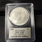 2008 $1 American Silver Eagle PCGS MS69 Edmund C. Moy Signature