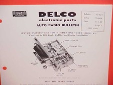 1960-1962 Buick Cadillac Pontiac Delco Radio Wonder Bar F3 Tuner Service Manual