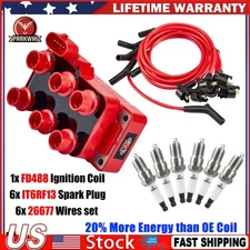 Ignition Coil+Spark Plug+Wire Set for Ford F150 E150 Ranger Mazda Mercury FD488